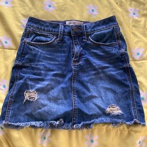 Denim jean mini skirt with rips